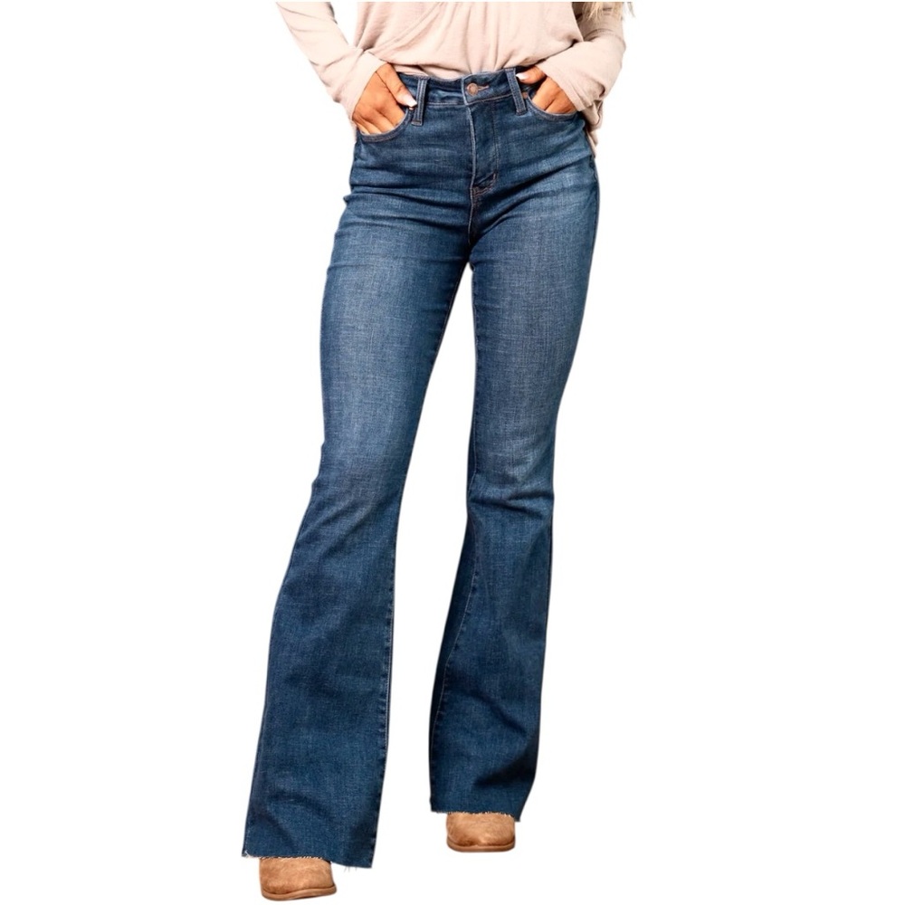 Stitch Fix x Judy Blue Finn High Rise Control Top Flare Jeans Raw Hem NWT